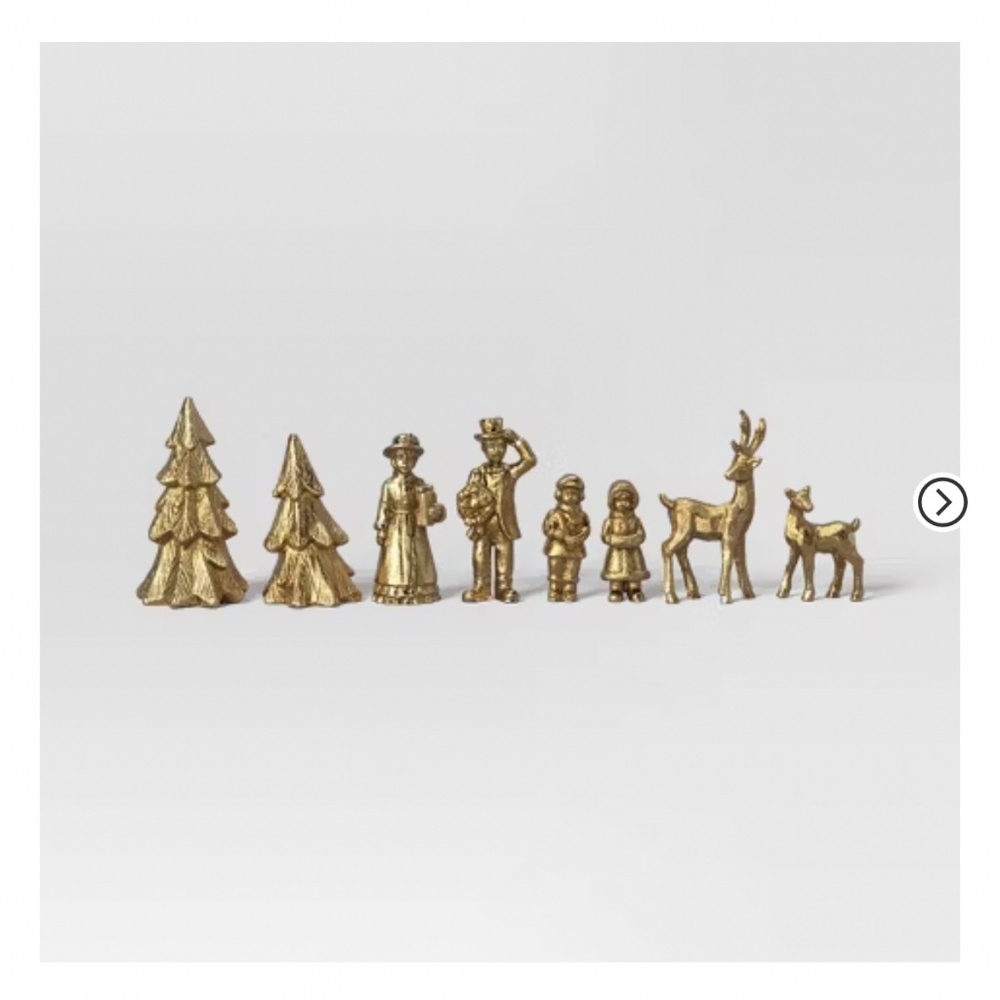 NEW Wondershop 8 Pc Gold Christmas Poly Animals/Trees/People Decor Set - Picture 1 of 6